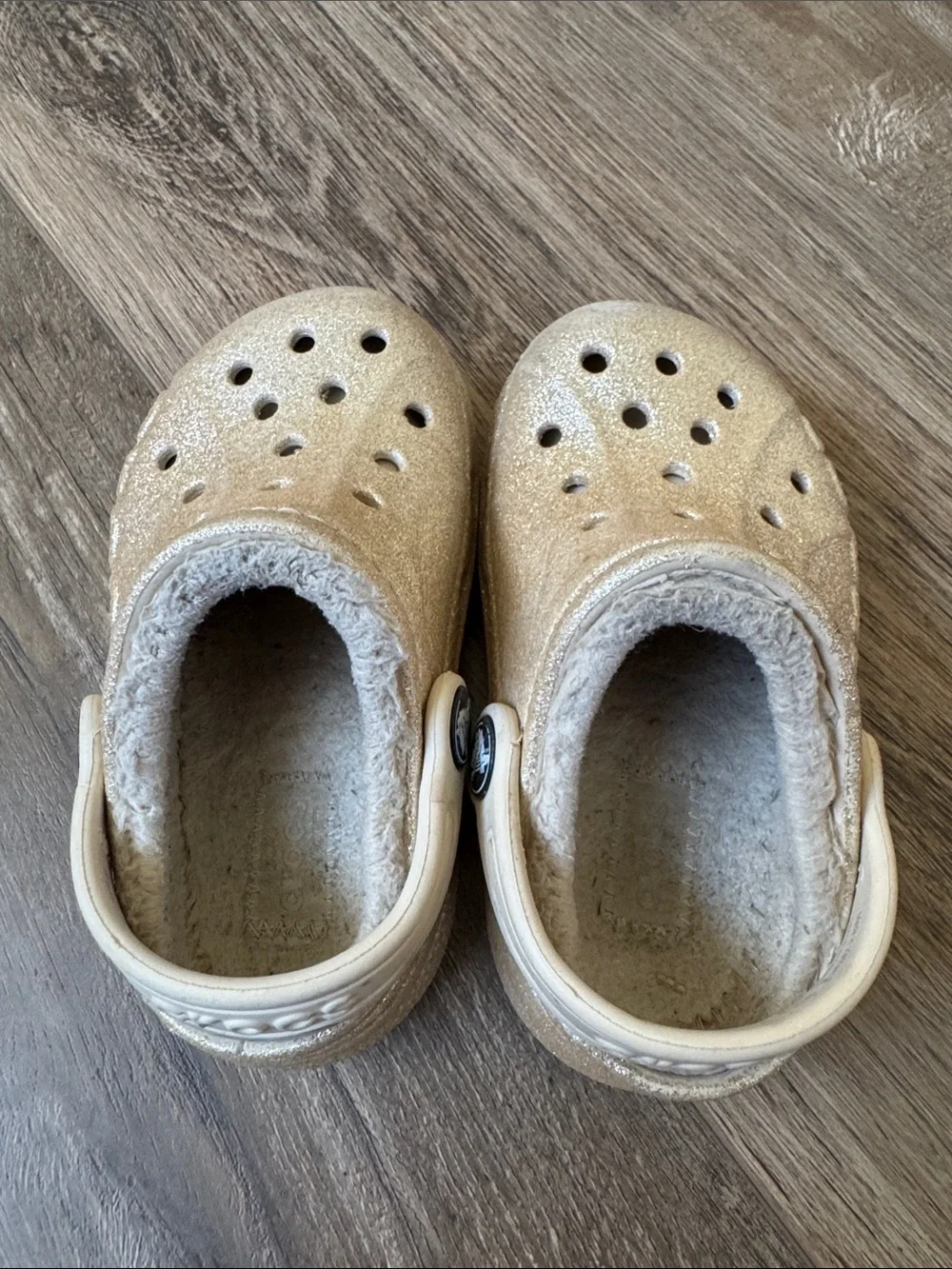 CROCS Kids Glitter Clogs in Champagne